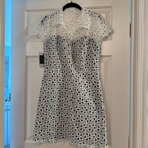 Anna Sui daisy eyelet gingham mini dress size 4